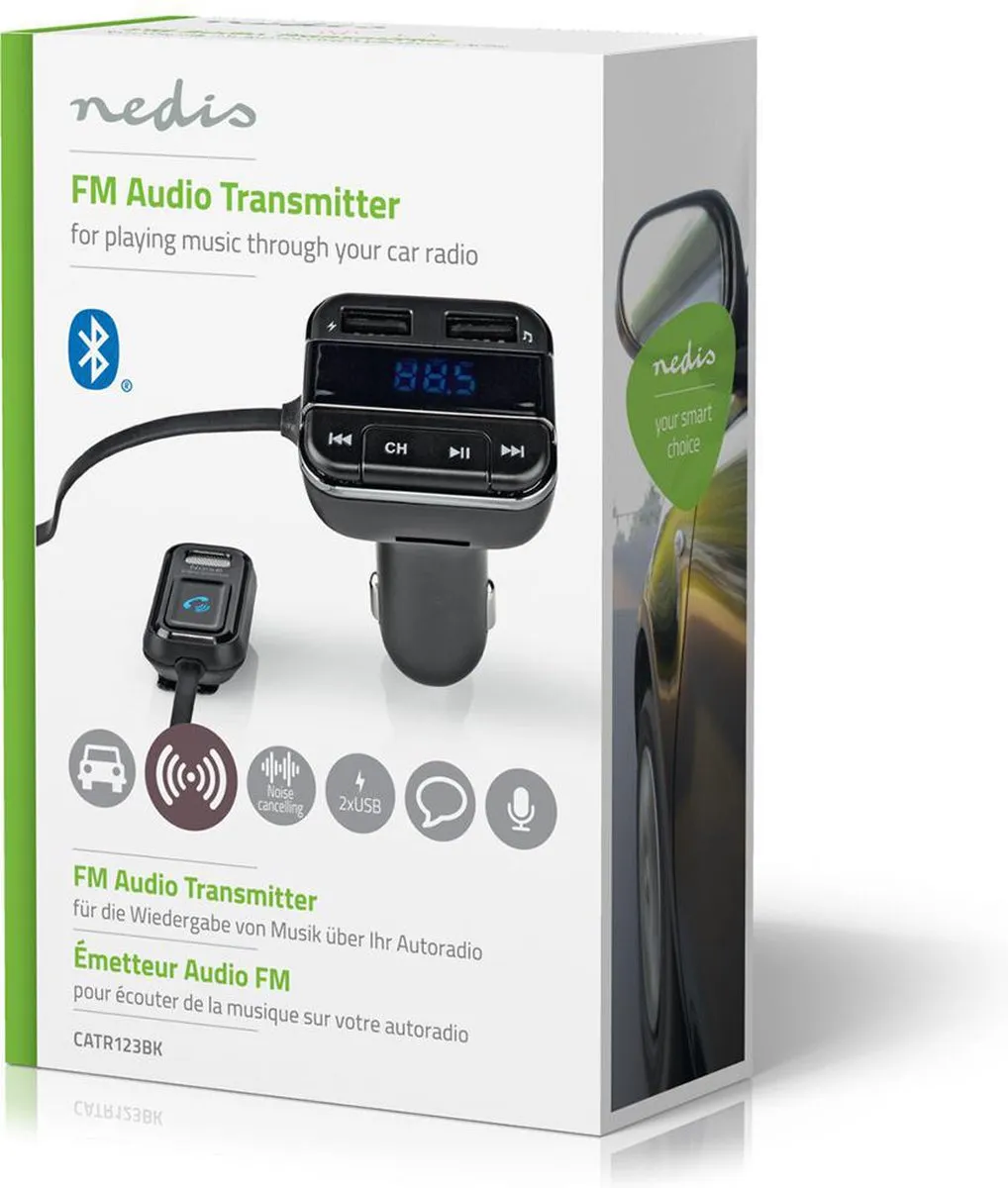 Nedis FM-Audiotransmitter Auto Handsfree Zwart