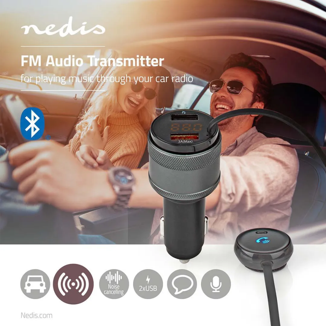 Nedis FM-Audiotransmitter Auto Handsfree Zwart