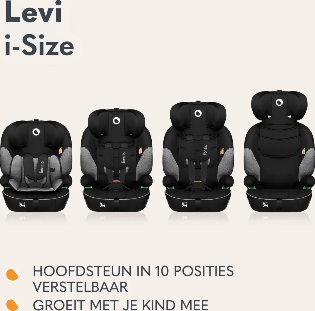 Lionelo Levi Autostoel - 1,5-12 jaar (76-150 cm) - Grijs