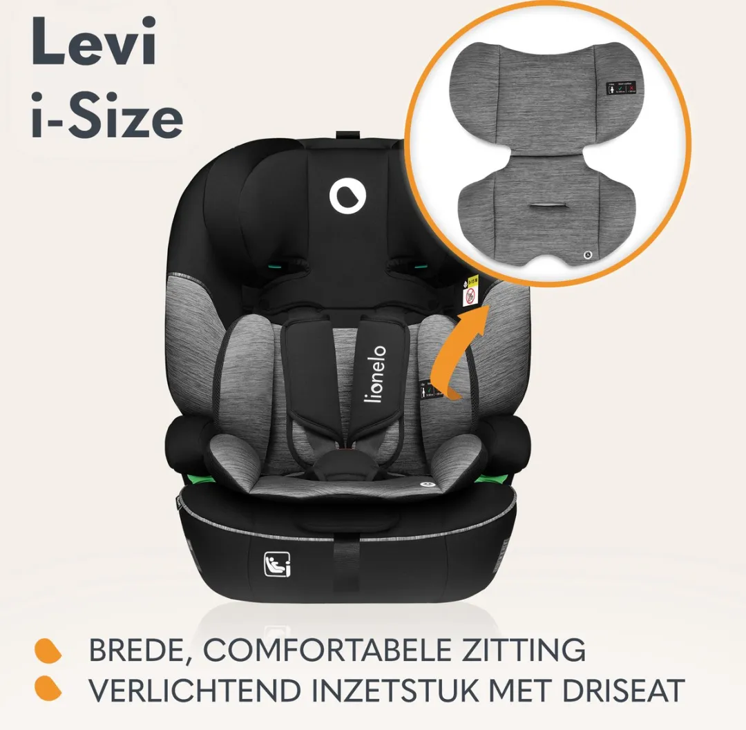 Lionelo Levi Autostoel - 1,5-12 jaar (76-150 cm) - Grijs