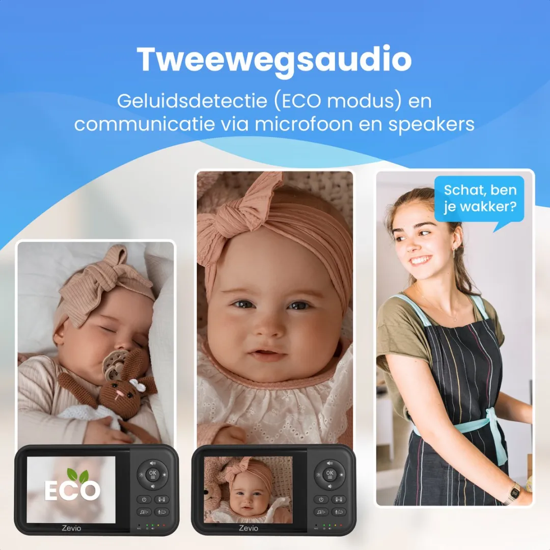 Zevio Babyfoon Comfort - Babyfoon Met Camera - Baby Monitor - Baby Camera - Zwart