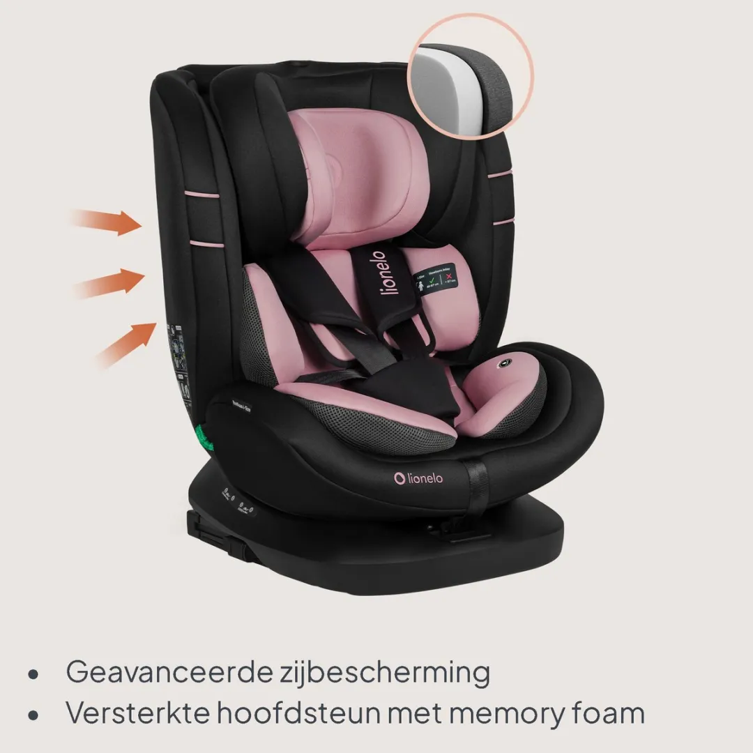 Lionelo Bastiaan 4in1 Autostoel ISOFIX 360° - Roze/Zwart
