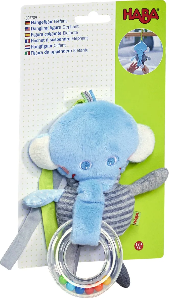 Haba Hangfiguur Olifant 30x10,5cm - Blauw - afbeelding 2 van 3