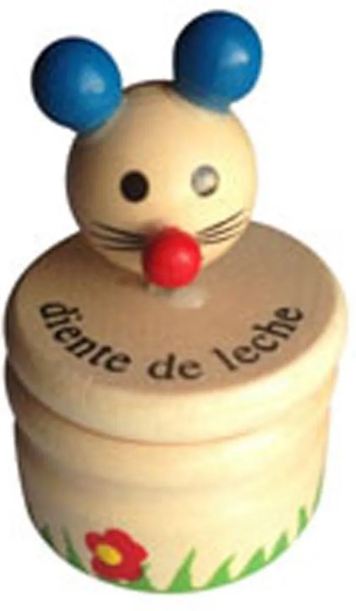 Houten tandendoosje muis - Spaanse tekst