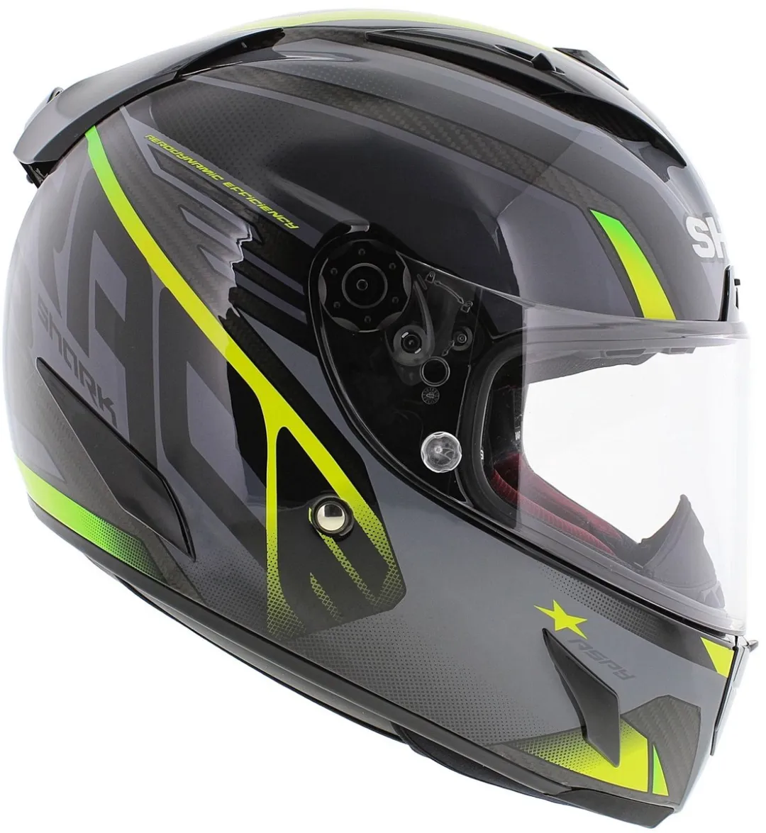 Shark Race-R Pro Carbon Aspy Motorhelm - XL - Antraciet Geel