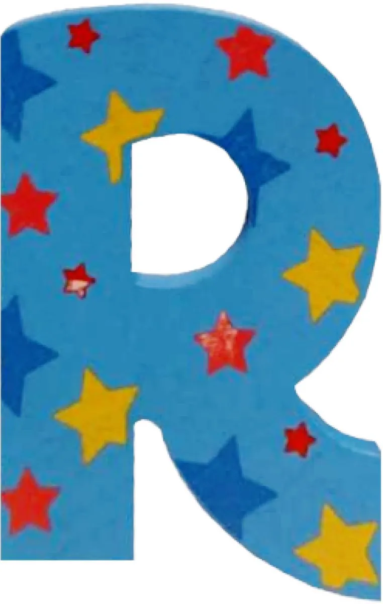 BIGJIGS Decoratieletter R Hout 7cm Blauw