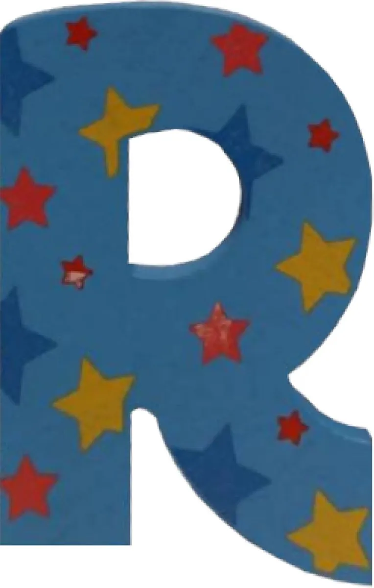 BIGJIGS Decoratieletter R Hout 7cm Blauw
