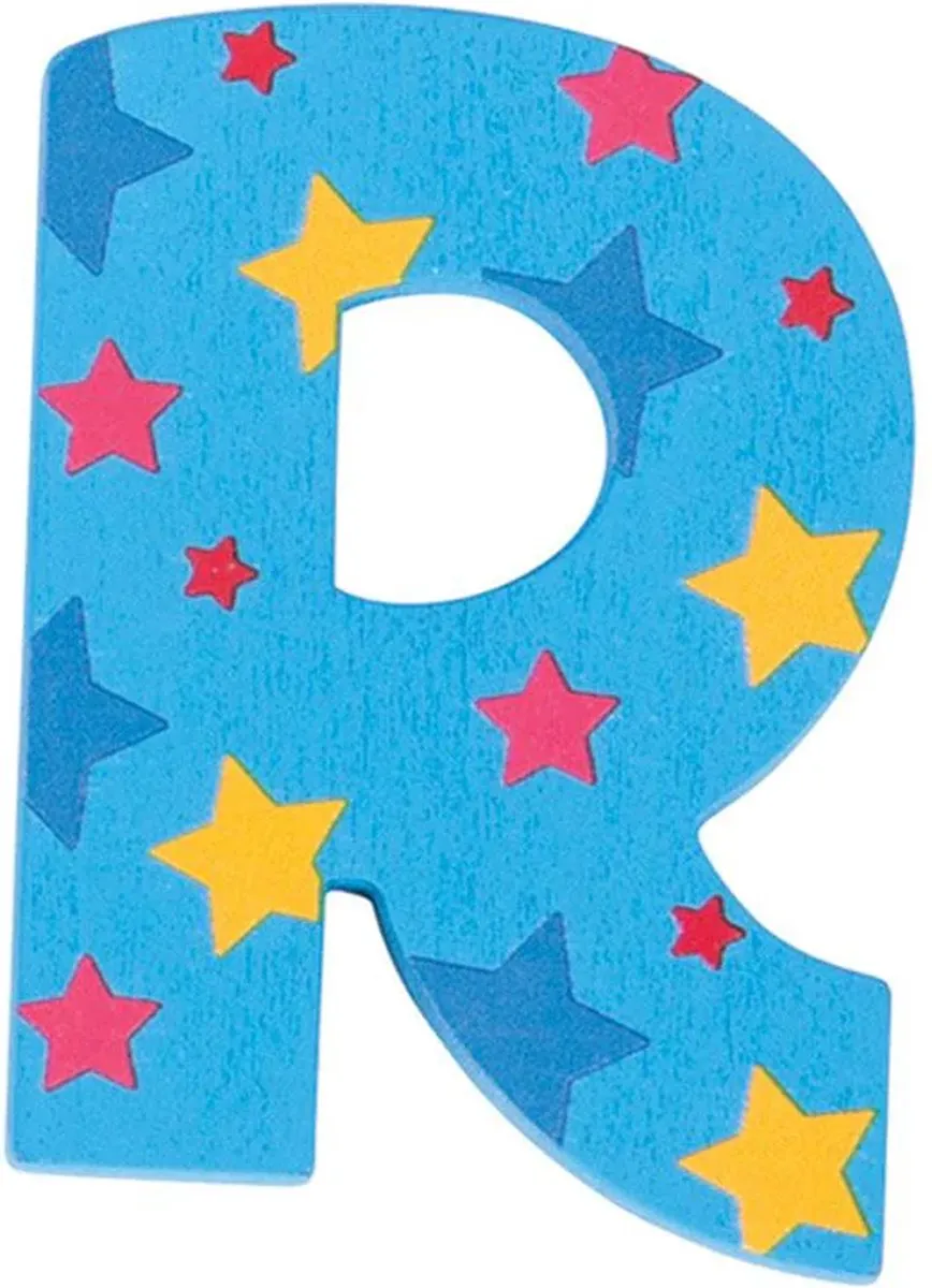 BIGJIGS Decoratieletter R Hout 7cm Blauw