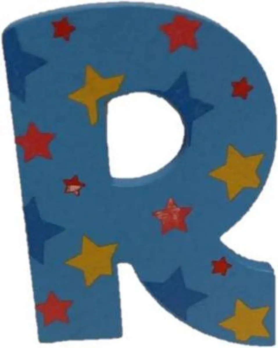 BIGJIGS Decoratieletter R Hout 7cm Blauw