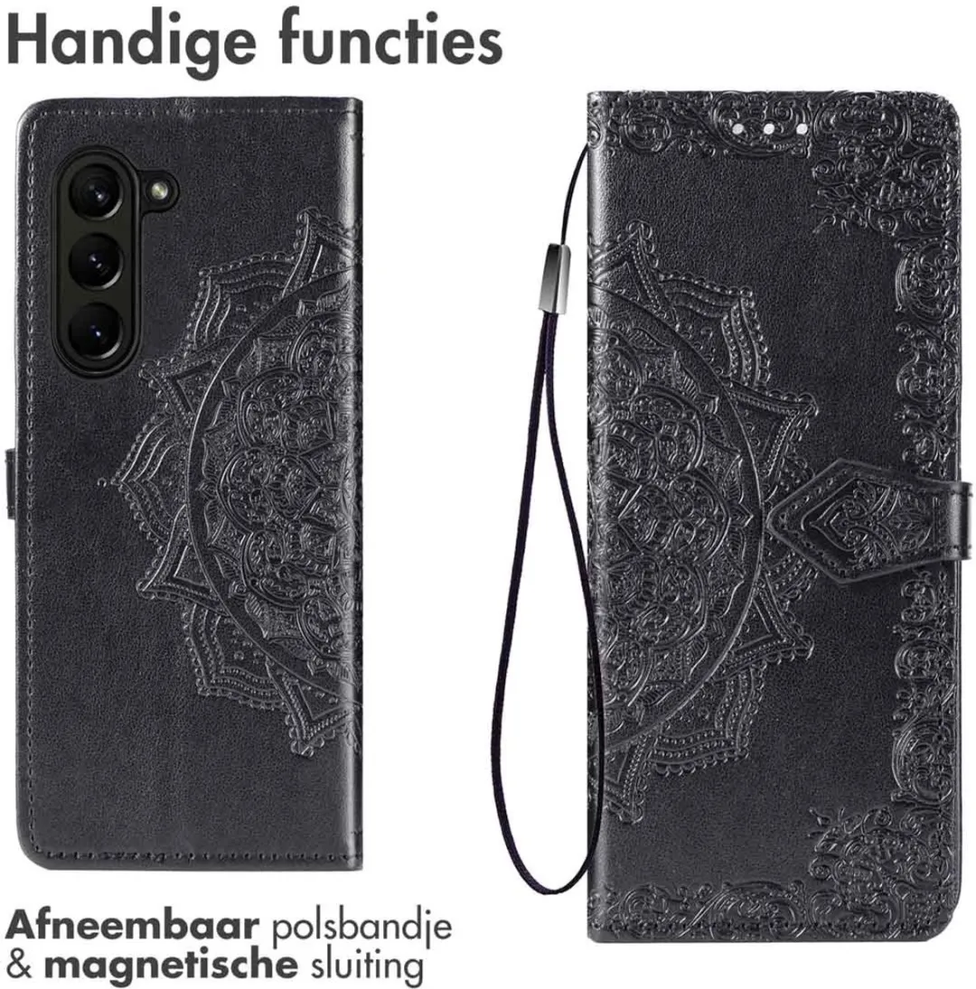 imoshiion Hoesje Samsung Galaxy Z Fold 6 - 3 Pasjes - Zwart