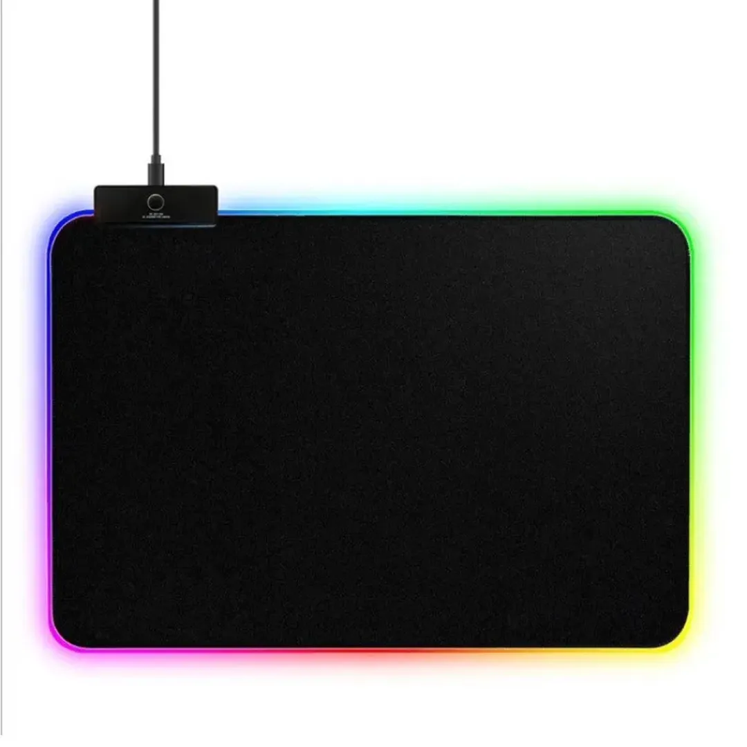 NÖRDIC Gaming muismat RGB - 32x27cm (S) - Verlichting verstelbaar - Antislip-basis van natuurlijk rubber, elastan stoffen bovenkant en gestikte randen - Zwart