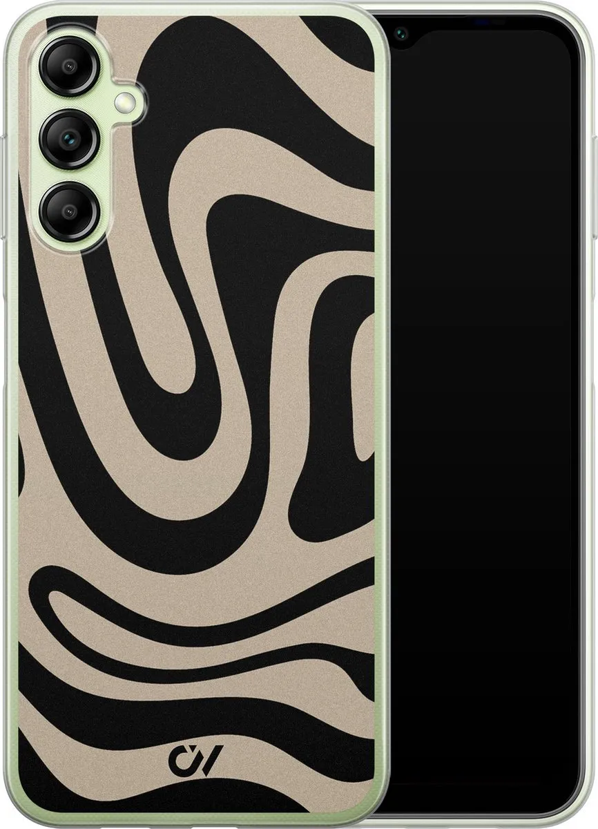Casevibes Samsung Galaxy A14 5G Hoesje - Abstract Black Waves - Zwart