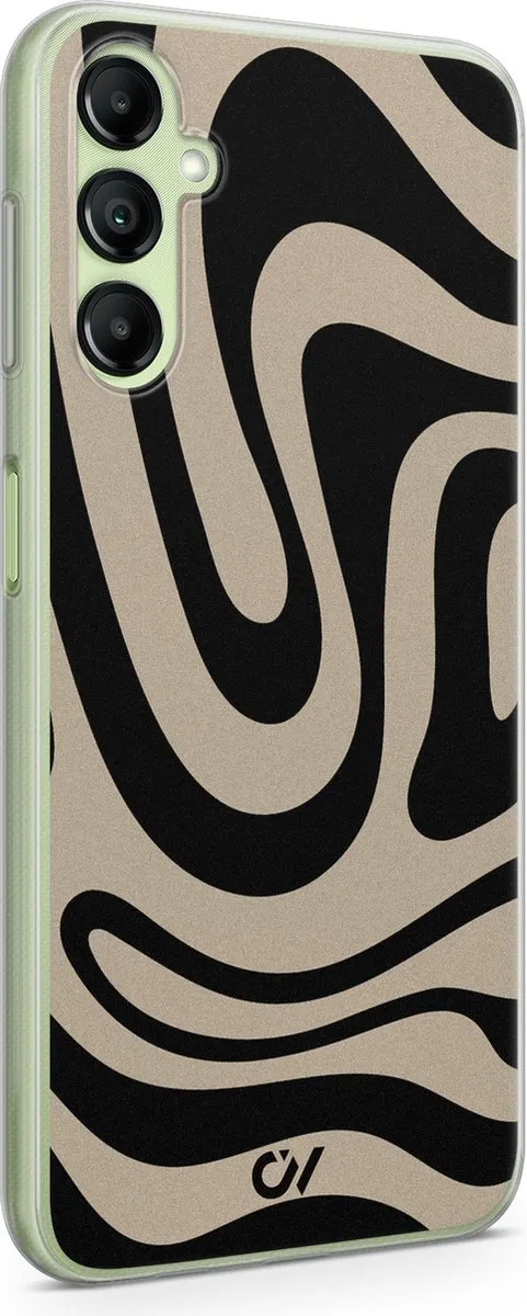 Casevibes Samsung Galaxy A14 5G Hoesje - Abstract Black Waves - Zwart