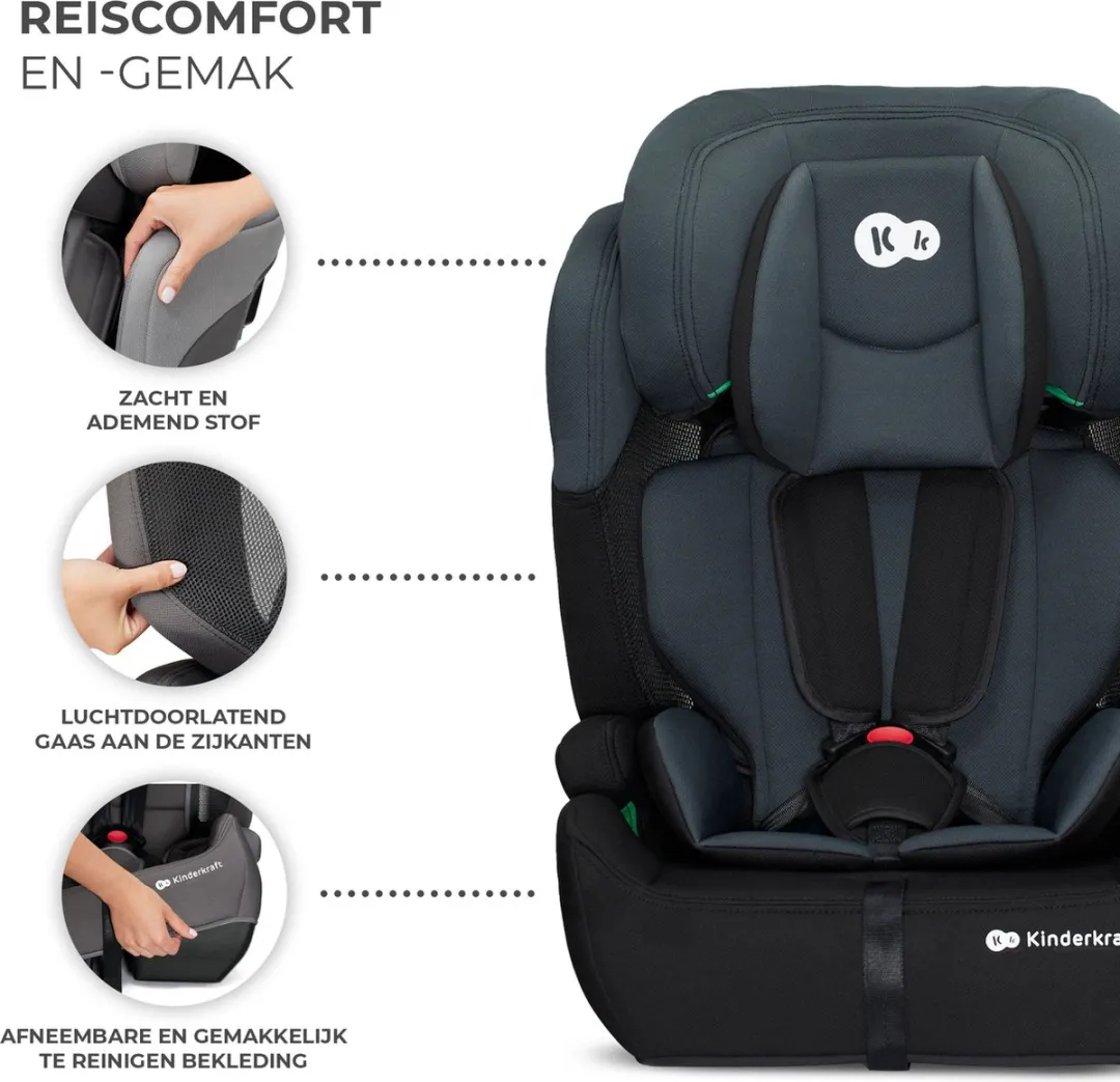 KinderKraft COMFORT UP I-SIZE Autostoel 9-36kg - 76-150cm - Zwart