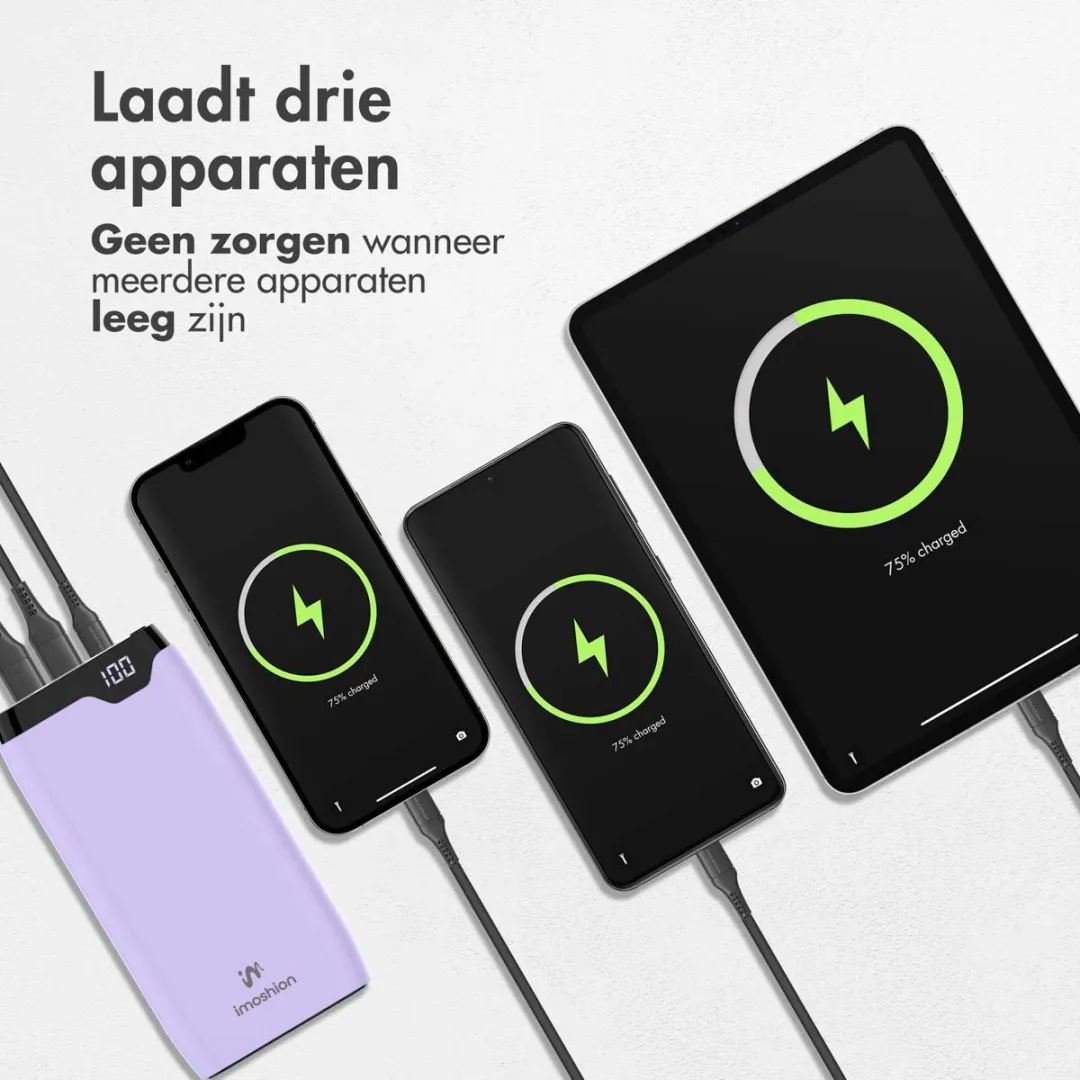 Imoshion Powerbank SH00064704 20000mAh - 22.5W - 3x USB - Lila