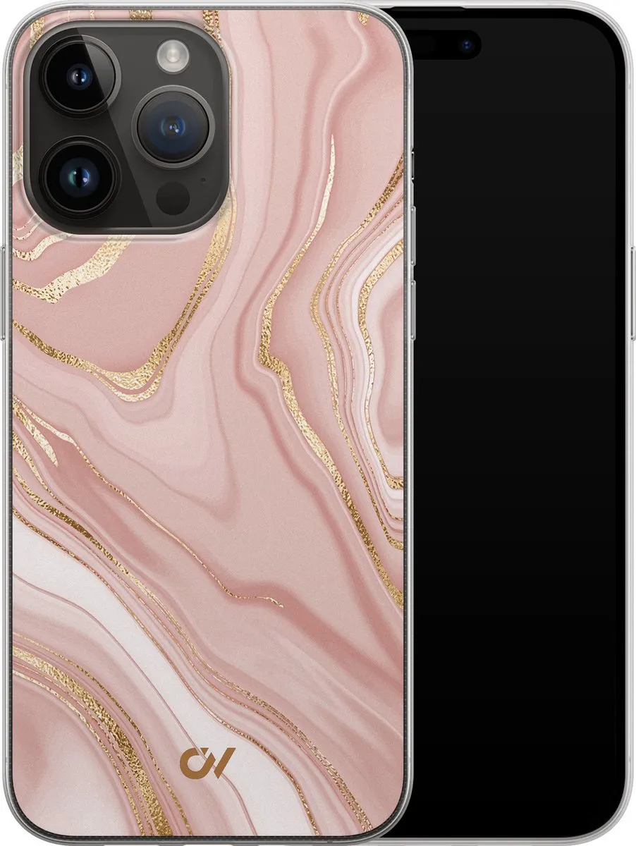 Casevibes Hoesje iPhone 14 Pro Max Rose Marble - A/14PM/UV/014