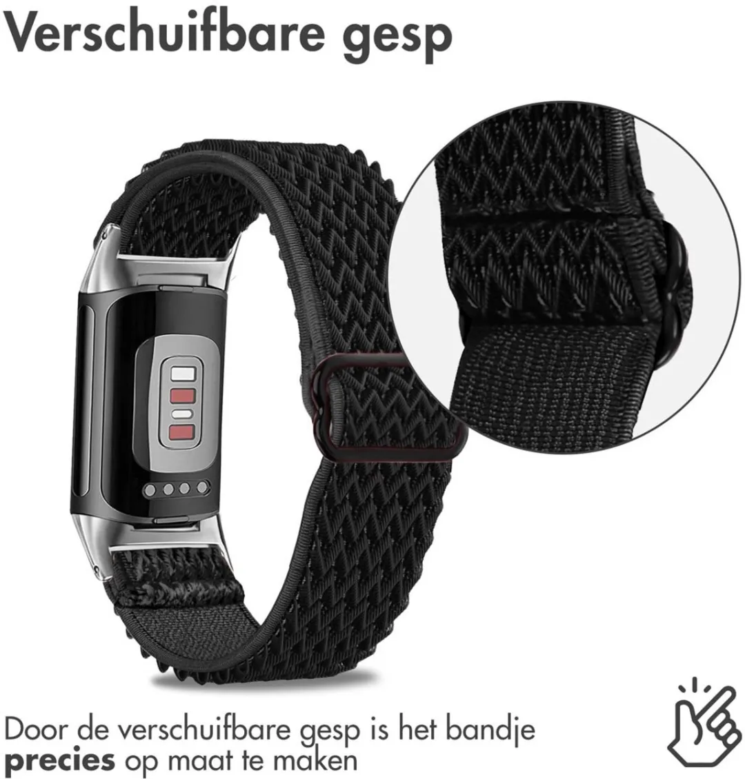 Imoshion Elastisch Nylon Bandje Fitbit Charge 5 - Zwart