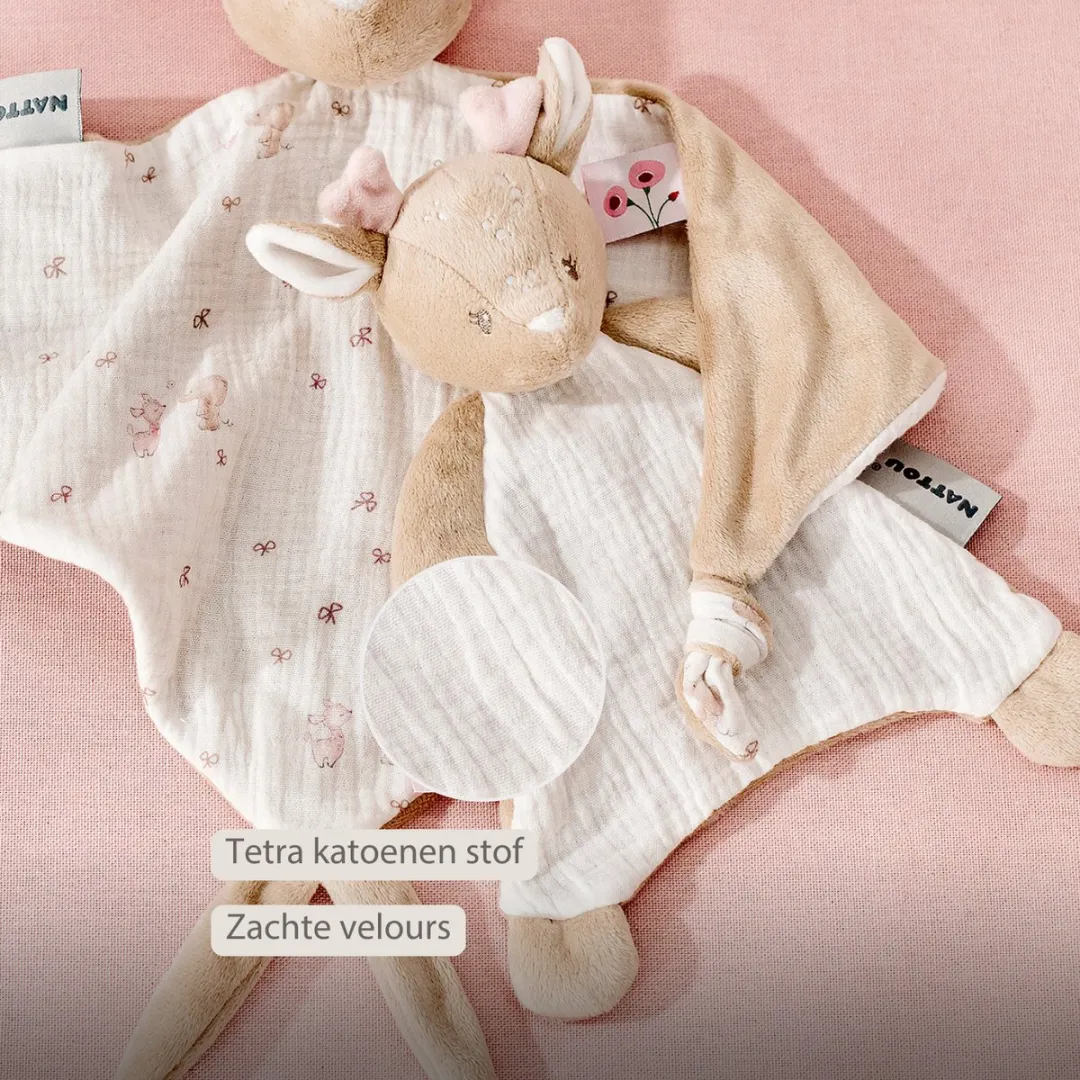Nattou FanFan Baby Knuffeldoekje 25x20cm - Hertje Beige