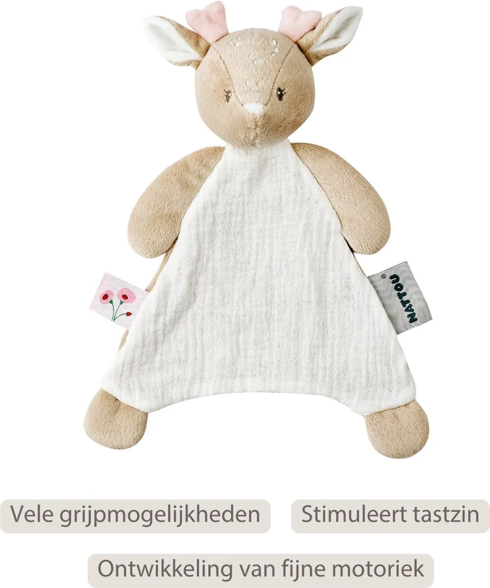Nattou FanFan Baby Knuffeldoekje 25x20cm - Hertje Beige