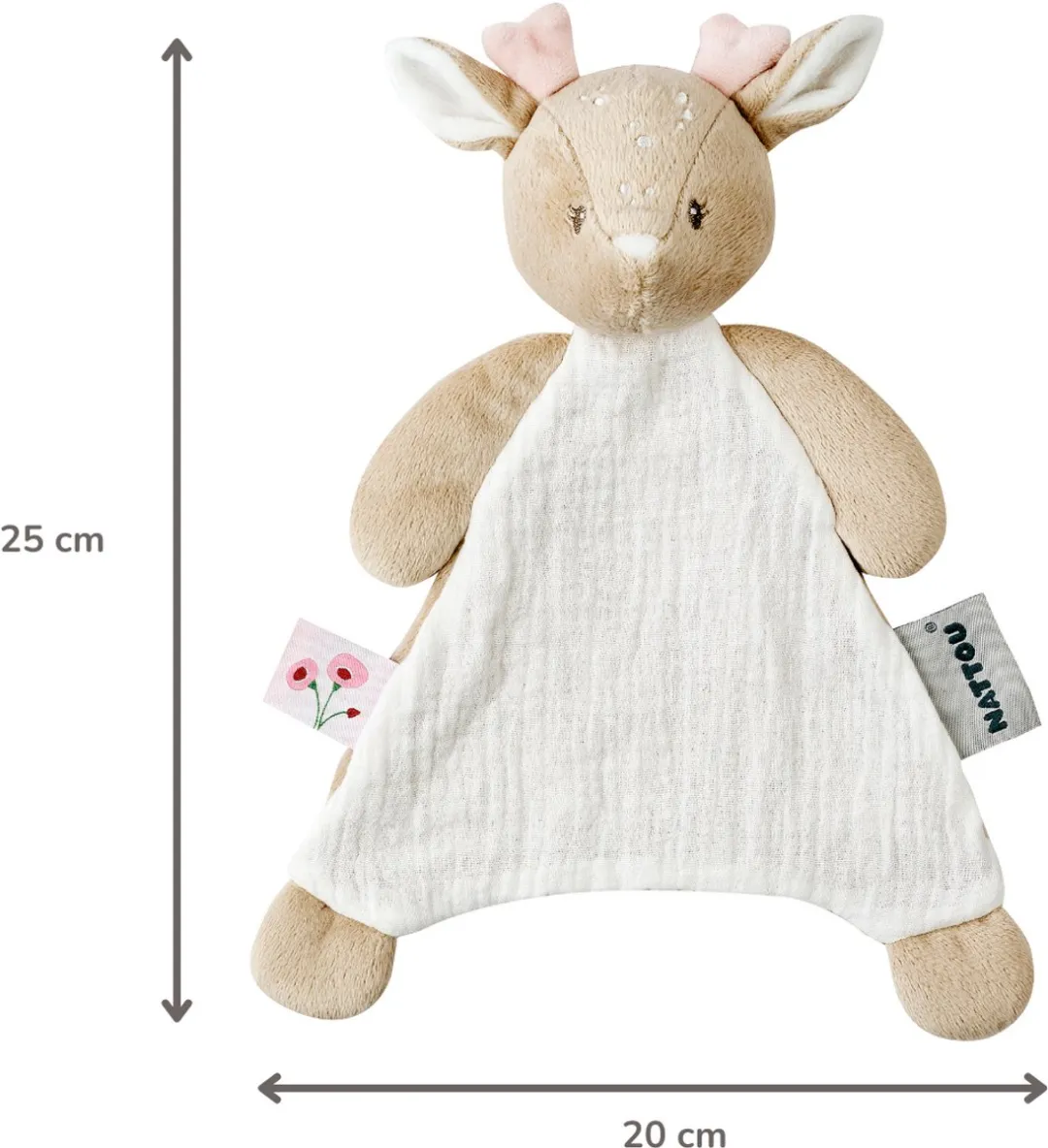 Nattou FanFan Baby Knuffeldoekje 25x20cm - Hertje Beige