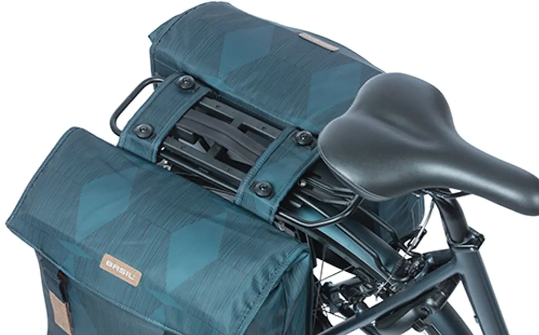 Basil Elegance Dubbele Fietstas 40L - Estate Blue - Waterafstotend - afbeelding 6 van 6