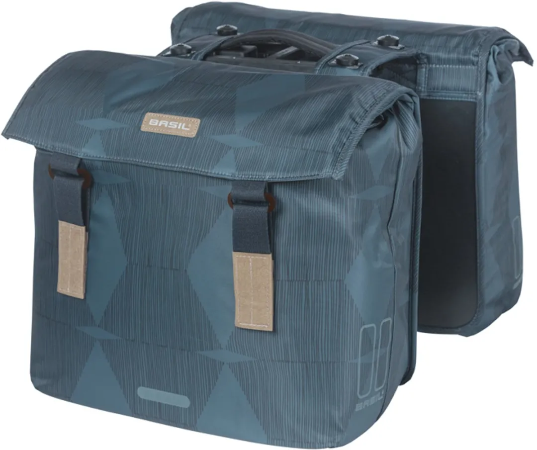 Basil Elegance Dubbele Fietstas 40L - Estate Blue - Waterafstotend