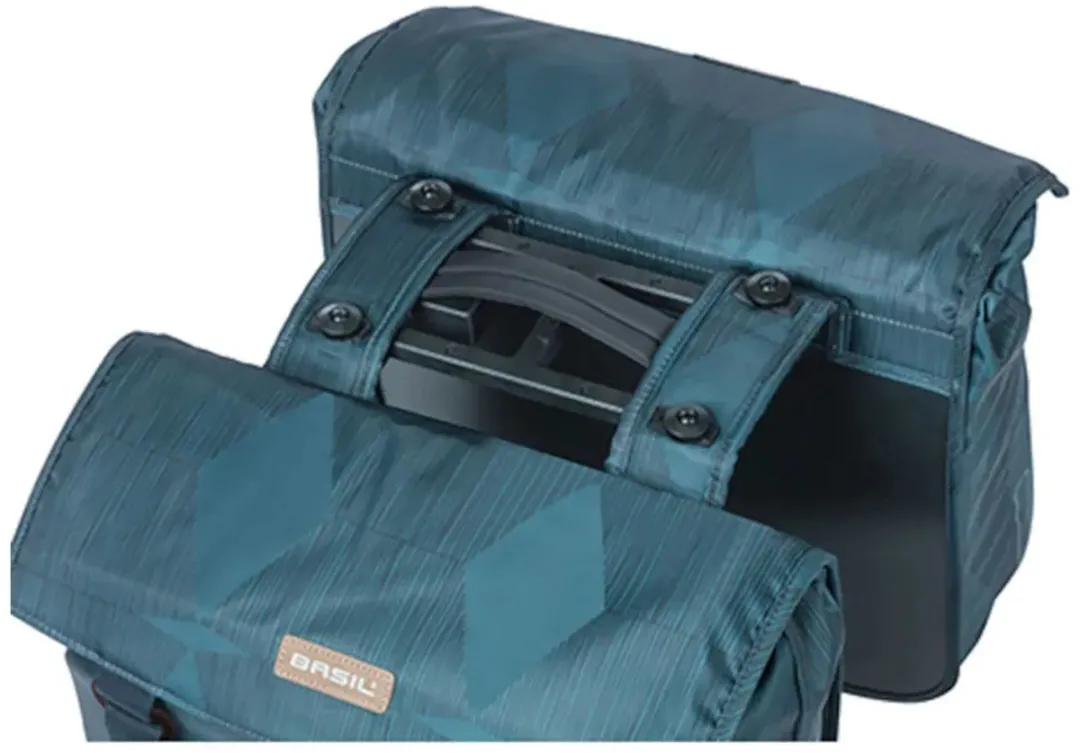 Basil Elegance Dubbele Fietstas 40L - Estate Blue - Waterafstotend