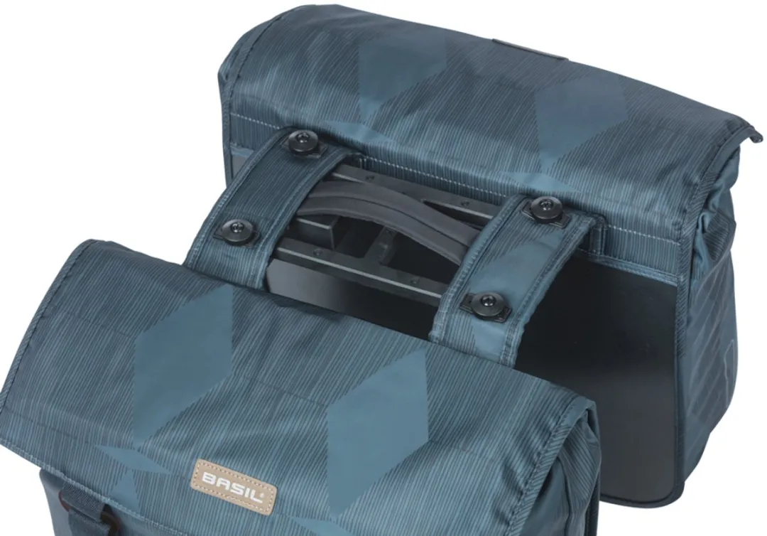 Basil Elegance Dubbele Fietstas 40L - Estate Blue - Waterafstotend