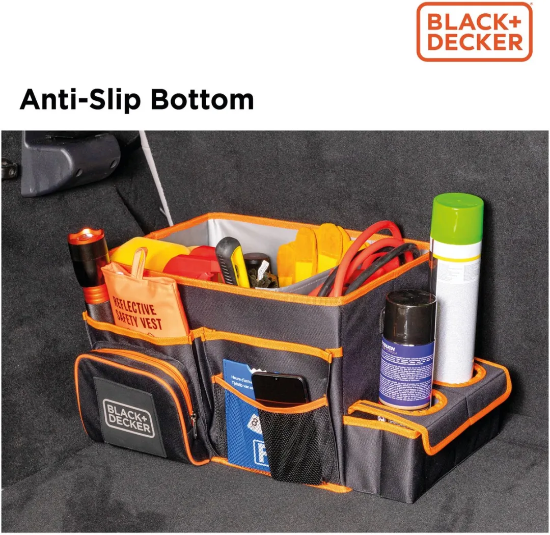 BLACK+DECKER Kofferbak Organizer 47.5x25x30cm - Grijs/ Oranje - afbeelding 2 van 6
