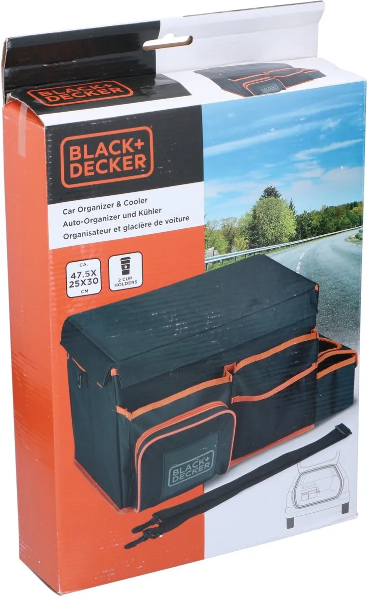 BLACK+DECKER Kofferbak Organizer 47.5x25x30cm - Grijs/ Oranje - afbeelding 4 van 6