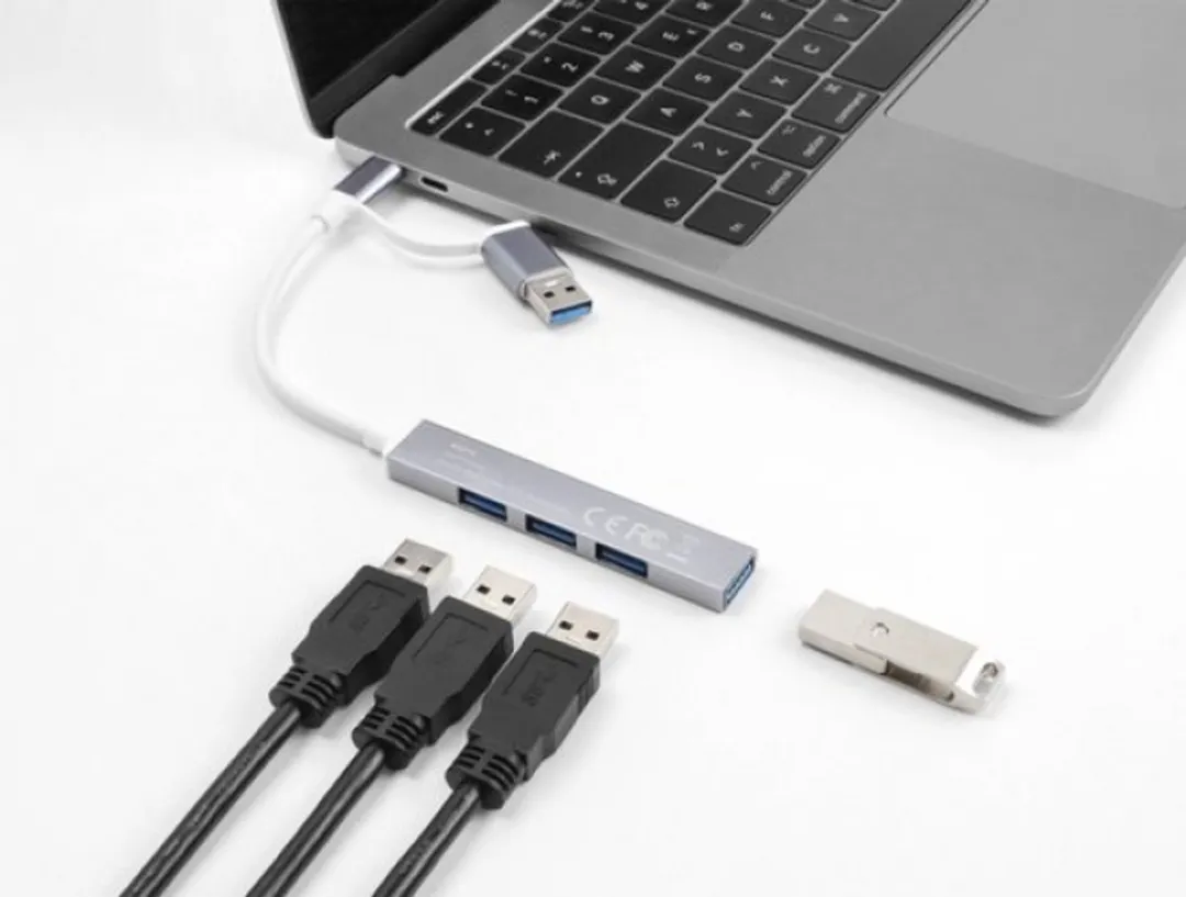 Delock 64214 USB 3.2 Hub Type-A + Type-C 5000 Mbit/s - Zilver