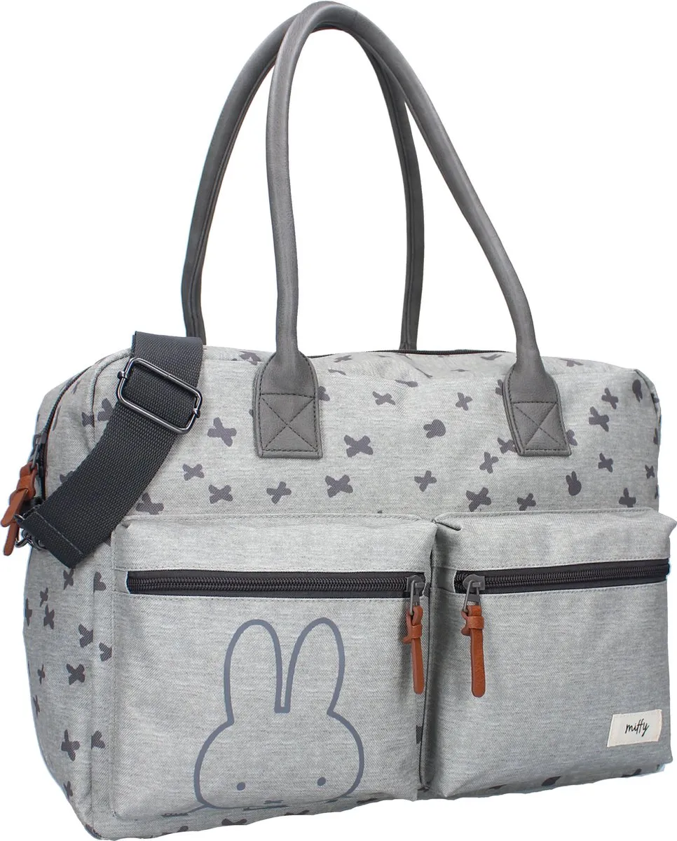 Nijntje Miffy Chase Your Dreams Luiertas - Lichtgrijs 40x28x16cm