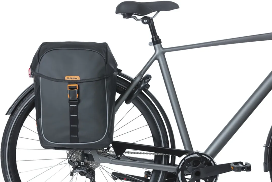 Basil Miles Dubbele Fietstas 34L - Zwart/Oranje