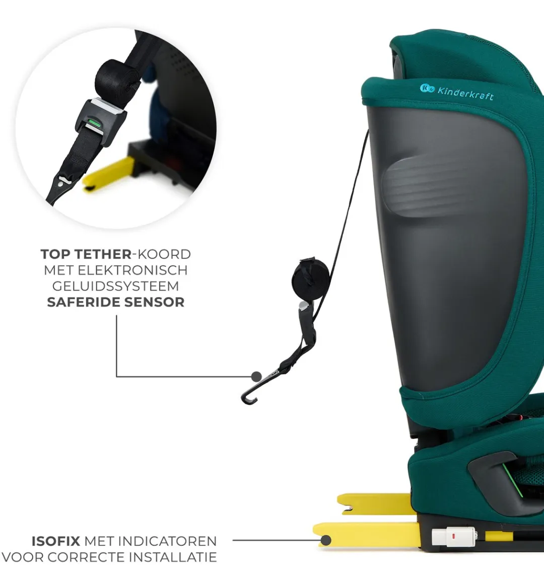KinderKraft FIX2GO I-SIZE Autostoel 76-150cm - Groep 2/3 - Groen