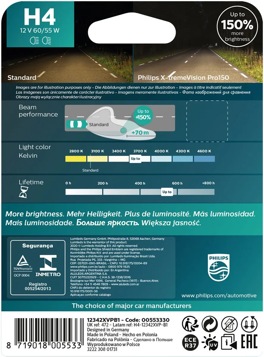 Philips Halogeenlamp H4 60/55W 3600K - Dagrijverlichting