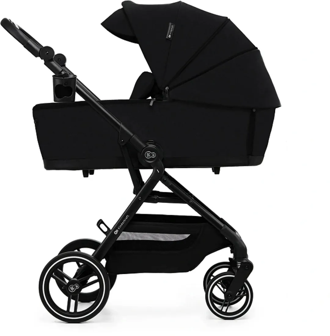 Kinderkraft YOXI 3-in-1 Kinderwagen – Van Geboorte tot 22 kg – Reiswieg, Wandelzitje & MINK PRO i-Size Autostoel – Zwart