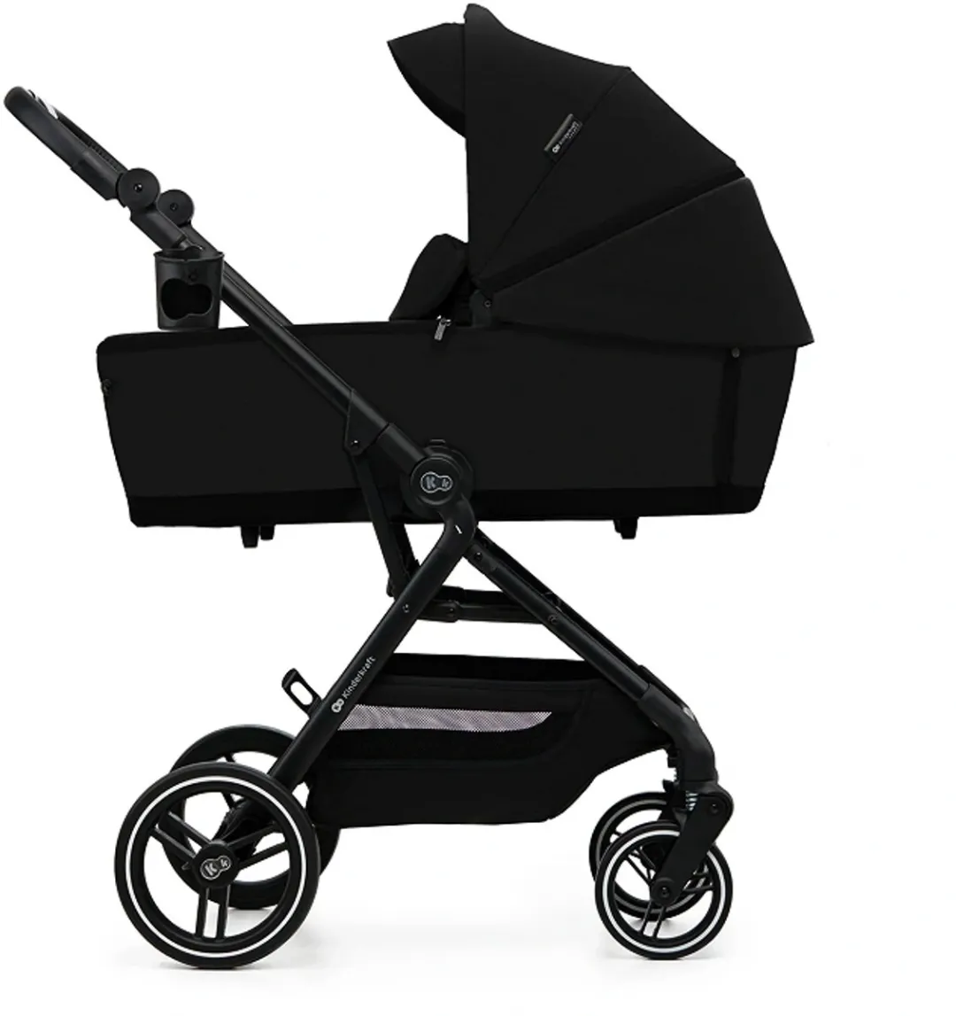 Kinderkraft YOXI 3-in-1 Kinderwagen – Van Geboorte tot 22 kg – Reiswieg, Wandelzitje & MINK PRO i-Size Autostoel – Zwart
