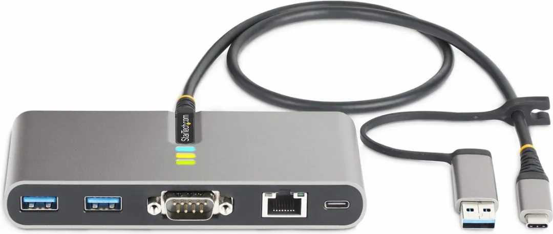 Startech 5G2A1SGBB-USB-C-HUB USB-C Hub - 2x USB-A 5Gbps - Gigabit Ethernet - RS232 - Grijs - afbeelding 4 van 6