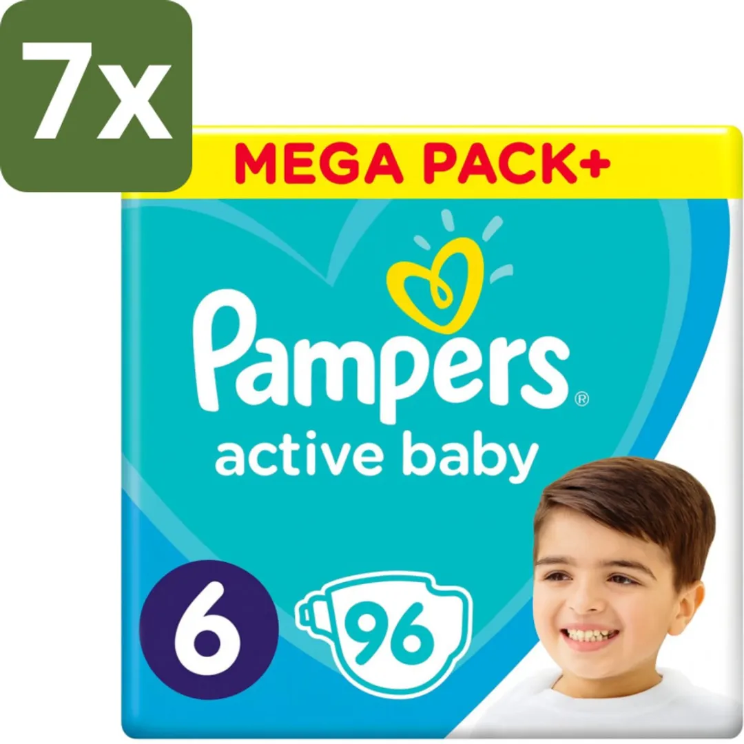 7 x Pampers - Active Baby - Luiers - Maat 6 (13-18 kg) - Extra Groot - 96 Luiers - Luiers Voor Baby - Droge Luiers - Beschermende Luiers - Actieve Luiers - Superabsorberende Luiers