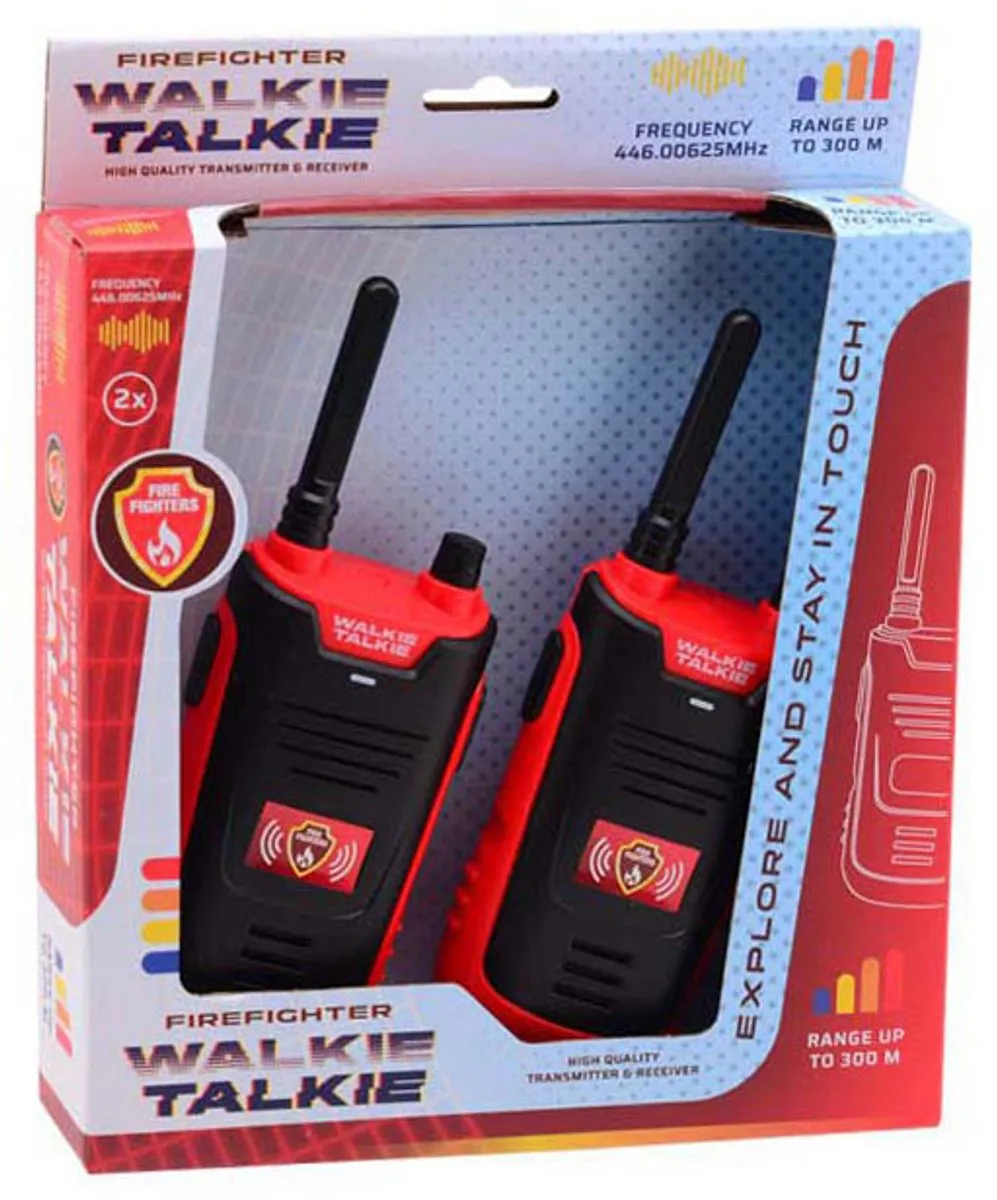 Johntoy Walkie Talkie Brandweer 300m - 2 Stuks Rood