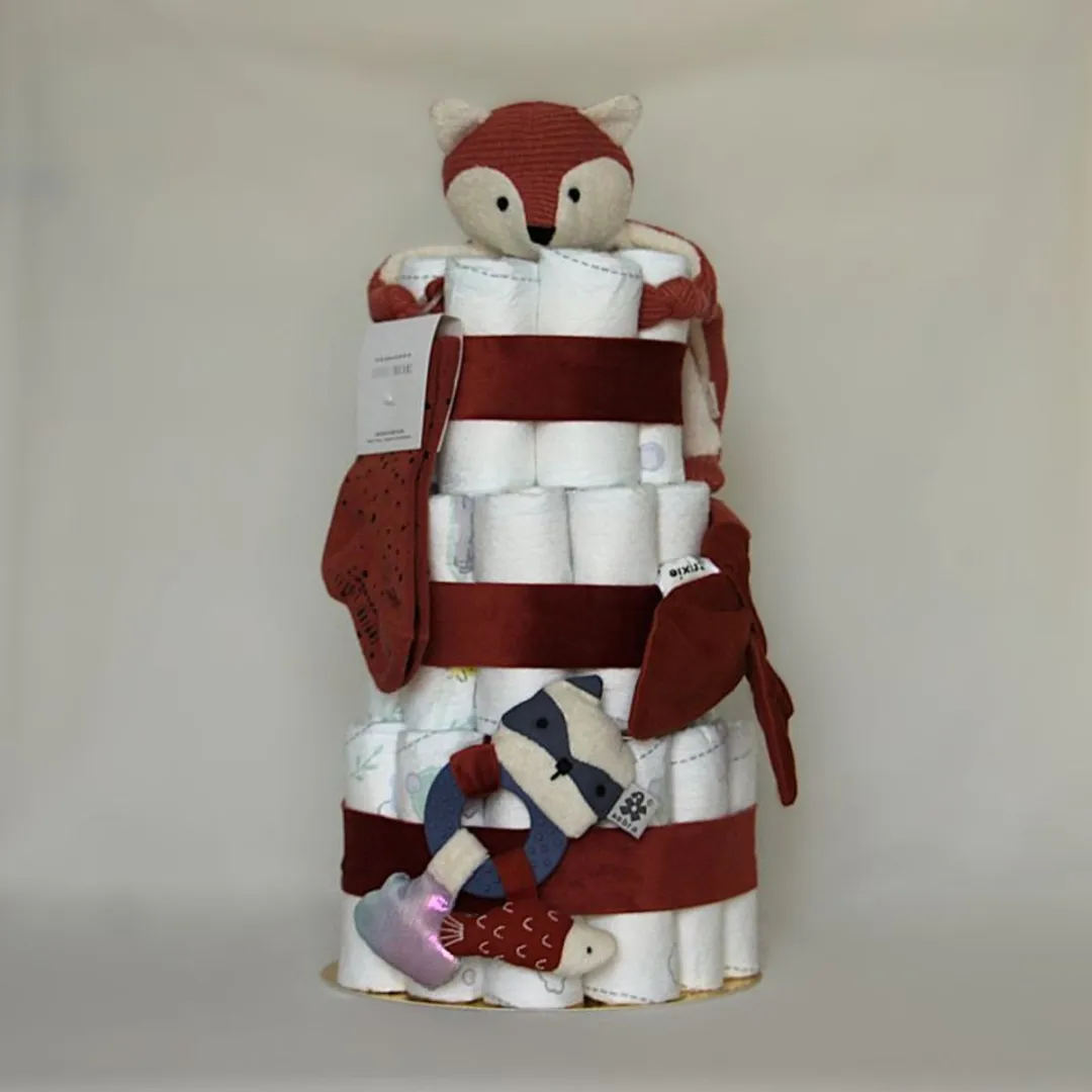 Pampers Luiertaart Vos Knuffeldoek - Rood/Donkerblauw