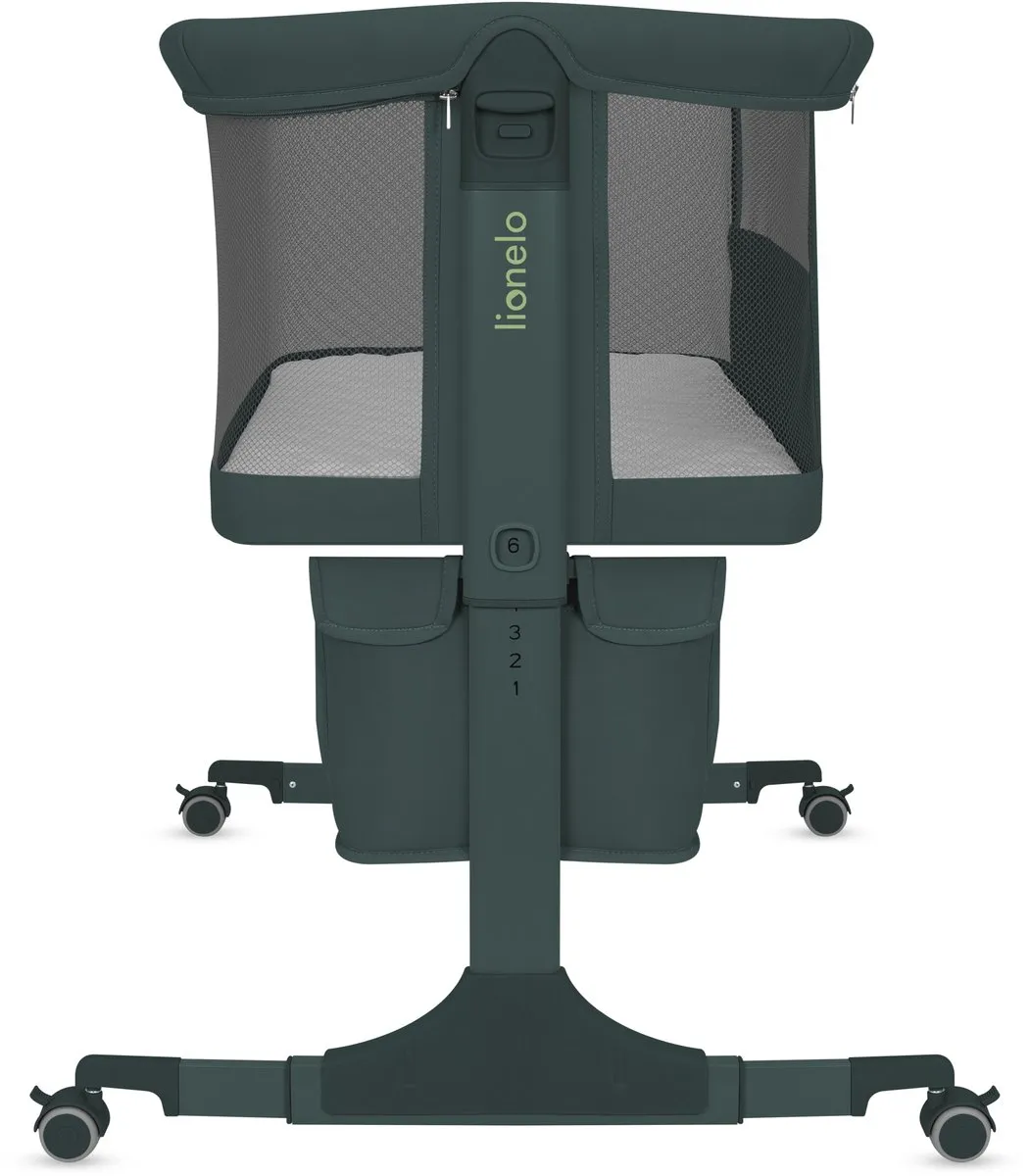 Lionelo Jodie 3in1 Wieg – Aanschuifbed, Vrijstaand Bedje & Schommelwieg – Co-sleeper - 6 Hoogtestanden – T25 Matras – Neerklapbare Zijde – Inclusief Klamboe & Mand