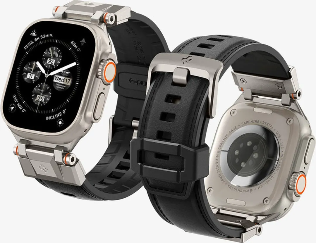 Spigen DuraPro Armor PU Bandje Apple Watch - 49/46/45/44/42mm - Zwart - afbeelding 5 van 6