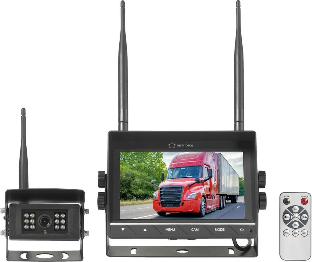 Renkforce RV2,4-7 Achteruitrijcamerasysteem 2 camera-ingangen Schroefmontage Zwart (mat)