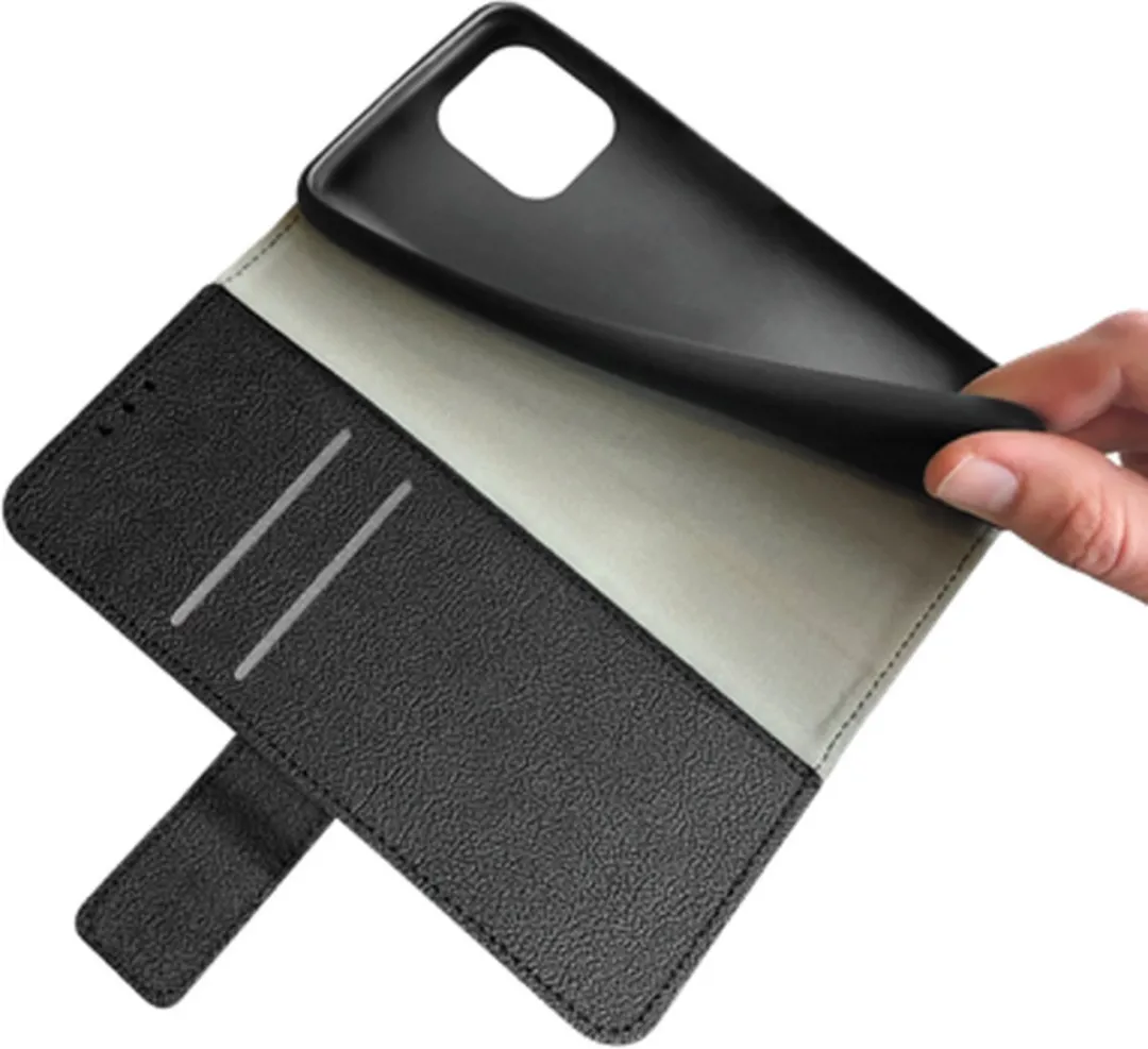 Just in Case Cazy Bookcase Classic iPhone 13 Pro Hoesje - 2 Pasjes - Zwart