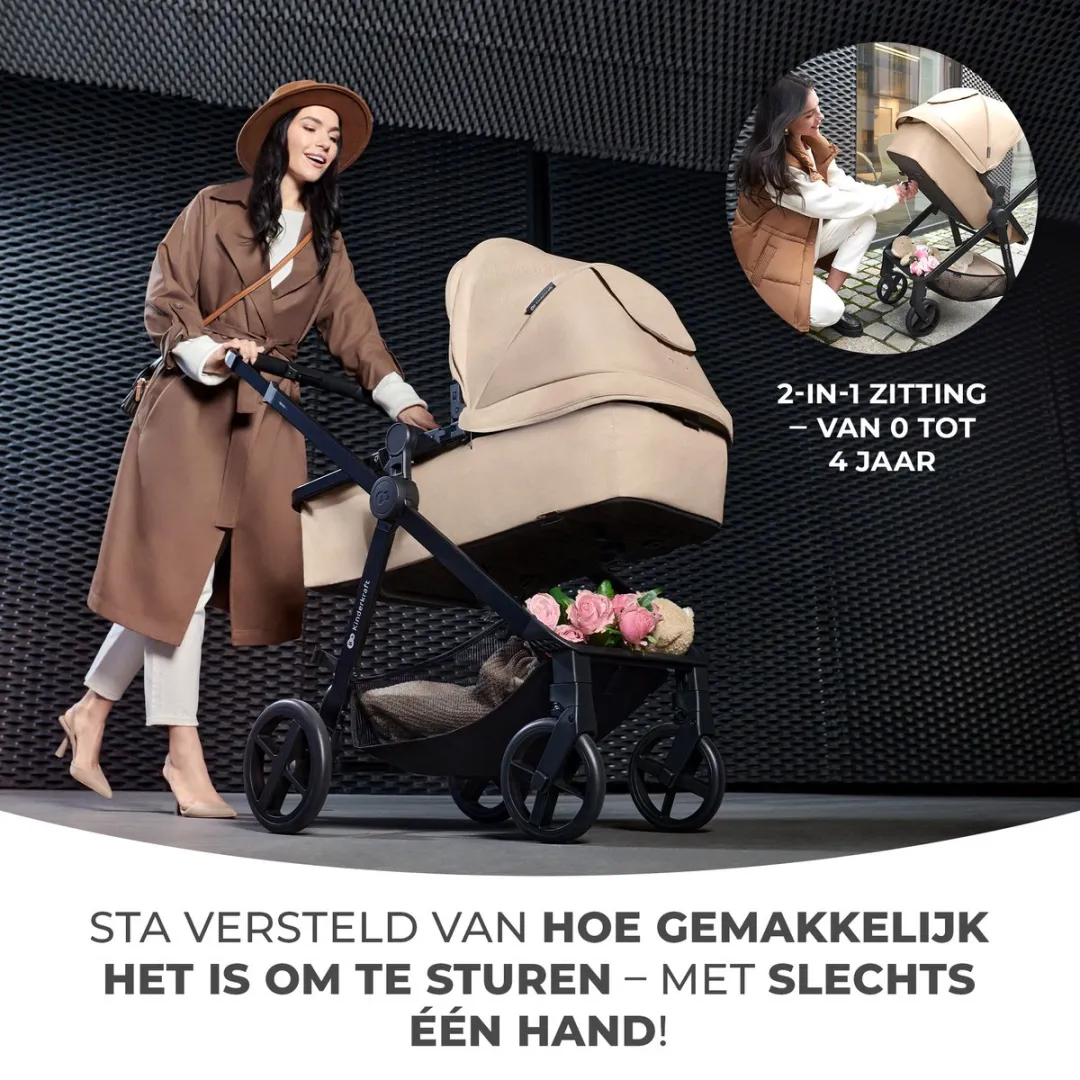 KinderKraft NEWLY 3-in-1 Kinderwagen - MINK PRO i-Size Autostoel - Zwart