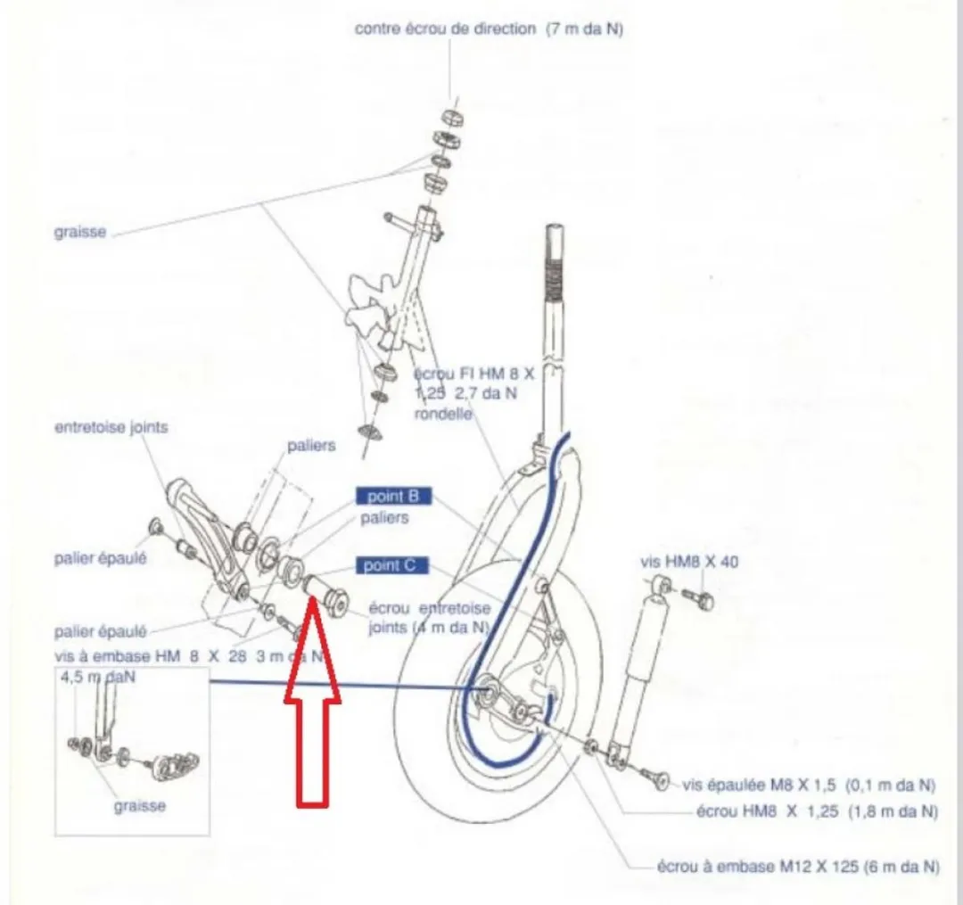 Peugeot 125 SV Geo Axe Voor Entretoise 10x16x29mm