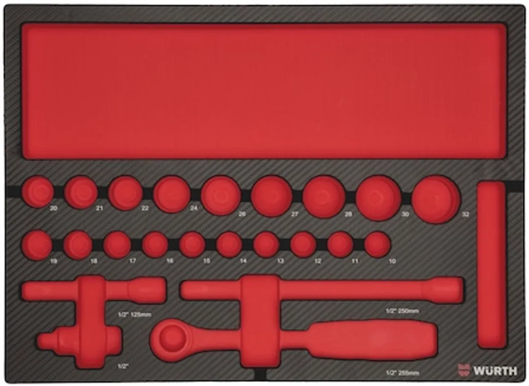Würth Systeeminlay 8.4.1 Dopsleutel 1/2" - Carbon/Rood/Zwart - afbeelding 2 van 3