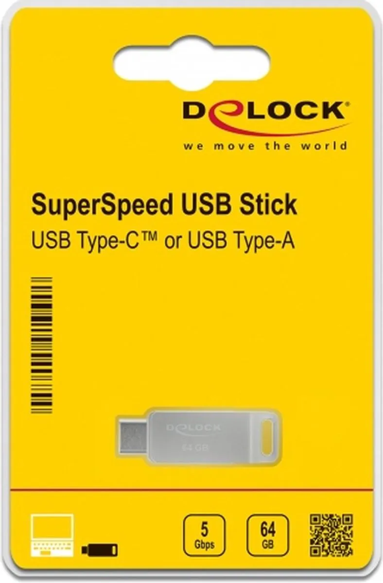 Delock 54075 Glazen USB-opslag 64GB - Zilver