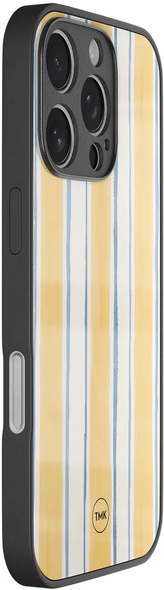 Casevibes iPhone 16 Pro Hoesje - Gestreept Geel - TPU